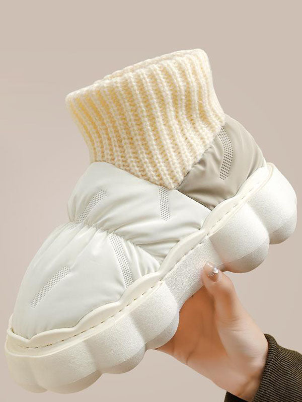 Mid Cut Down Knit Snow Boots