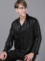 Conjunto de pijama de camisa de rayas de seda para hombre