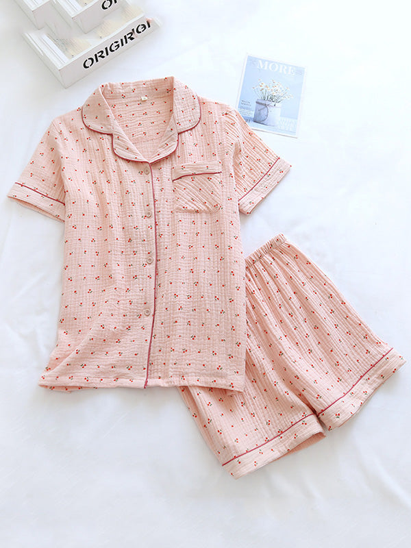 Petit pyjama en coton à imprimé cerises