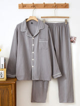 Pijama de pareja con camisa de crepé de 2 piezas