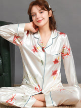 Satin Print Shirt Pajamas Set