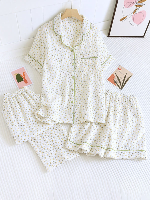 2Pcs Short Sleeve Floral Pajamas – Kafiloe