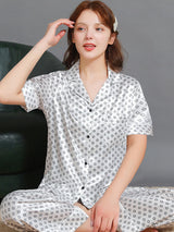 Satin Print Shirt Pajamas Set