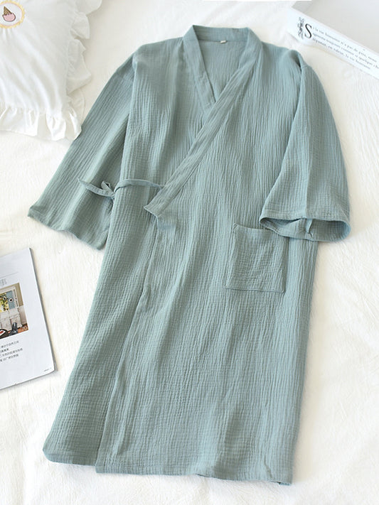 Solid Cotton Couple Pajama Robe - Kafiloe