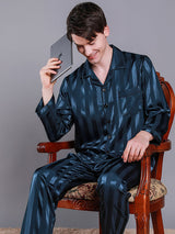 Ensemble de pyjama chemise à rayures en soie pour hommes