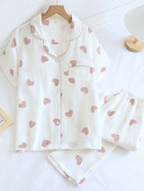 Conjunto de pijama de camisa con estampado de amor