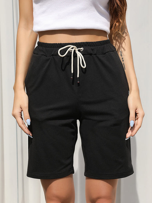 Solid Knot Front Sports Shorts