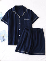 Simple Cotton Couple Pajama Set - Kafiloe
