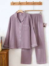 Pijama de pareja con camisa de crepé de 2 piezas