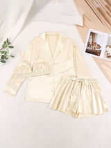 3Pcs Silk Satin Shirt Tank Top Mini Skirts Pajamas