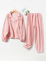 2Pcs Oversize Long Sleeve Pullover Pajamas