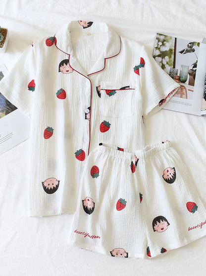 Short Sleeve Cotton Couple Pajama Set