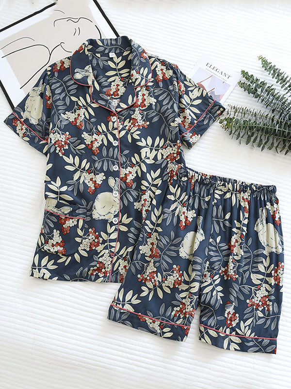 Summer short Sleeve Shorts Pajamas