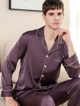 Satin Solid Mens Shirt Pajamas Set