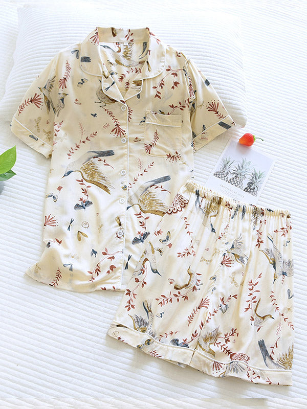 Pijama de manga corta de algodón