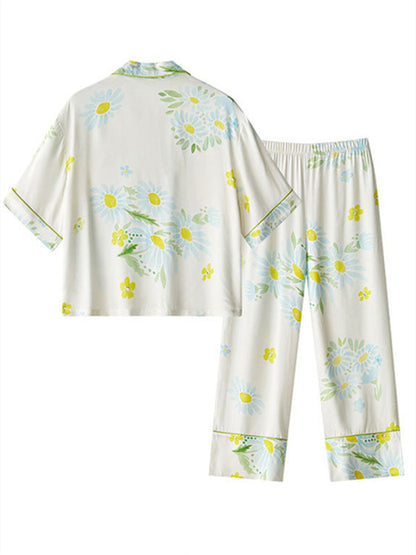 Floral Print Button Cotton Pajama