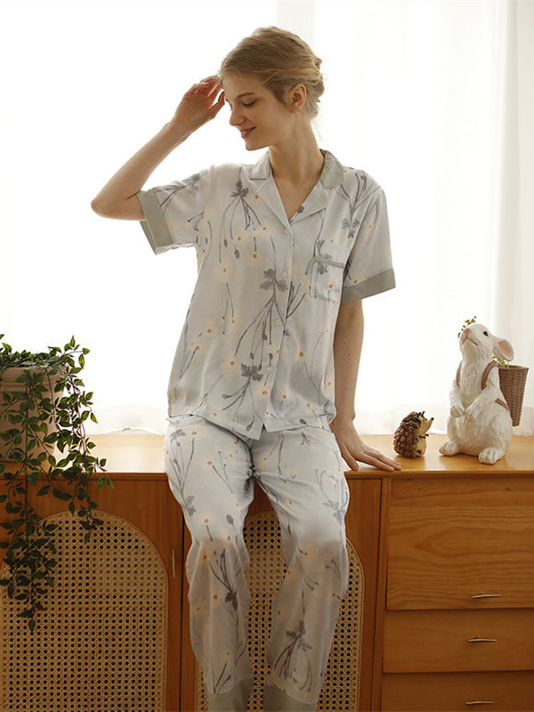 Print Summer Cotton Pajama Set
