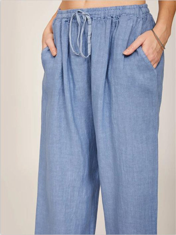 Pantalones anchos de lino sueltos